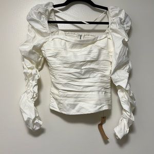 Reformation JOI Top with ruching on sleeve and bodice
